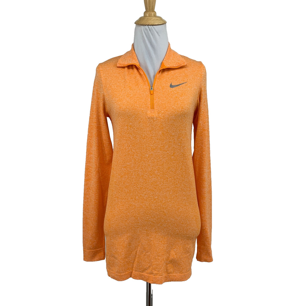 Nike Golf Top Womens S Small Kumquat Element Half Zip Dri Fit Long Sleeve